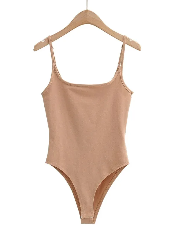 Sommarnyheter i butiken Ren färg Tunn Stretch Stickad Sling One-Piece Sexig Beach Style — image 5