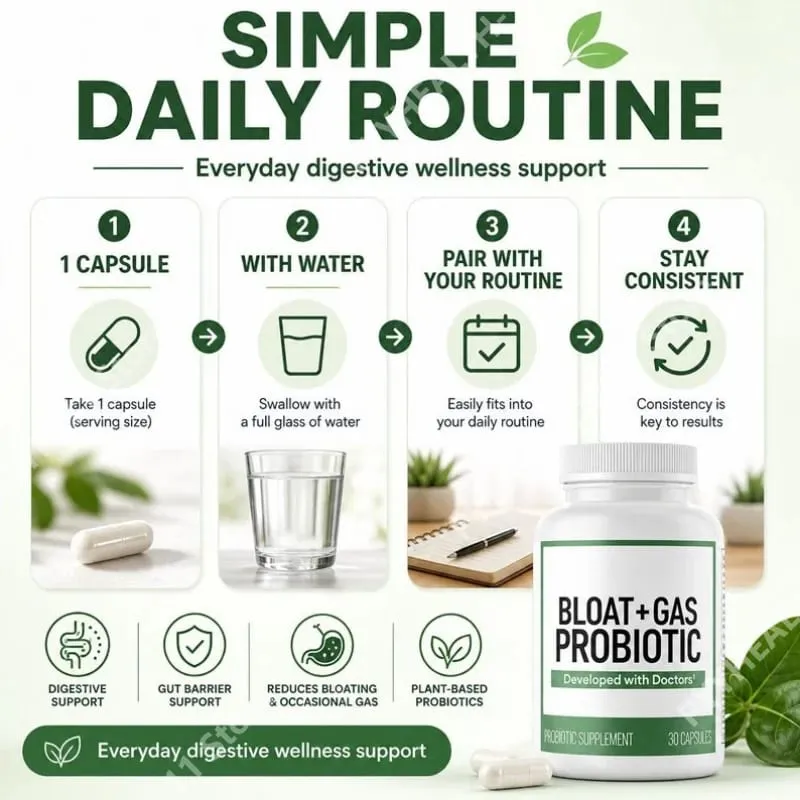 60 Billion Probiotic Capsules with Acacia Fiber Postbiotic Herbal and Enzyme Blend Gut Health Support Gas Relief for Adults 30ct — image 5