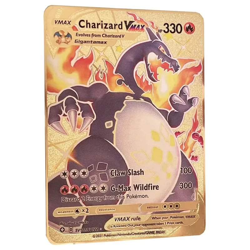 2025 NEU Pokemon Metallkarte 10000 Punkte Arceus Glurak Superkarte Golden English Mewtwo Vmax GX EX Anime Collection Cards Gif