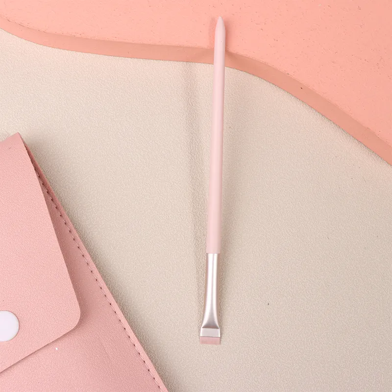 Pinceles profesionales de sombra de ojos de madera de ángulo plano, herramientas cosméticas de maquillaje, pinceles de maquillaje para ojos de color rosa, cepillo plano para delineador de ojos y cejas — image 3