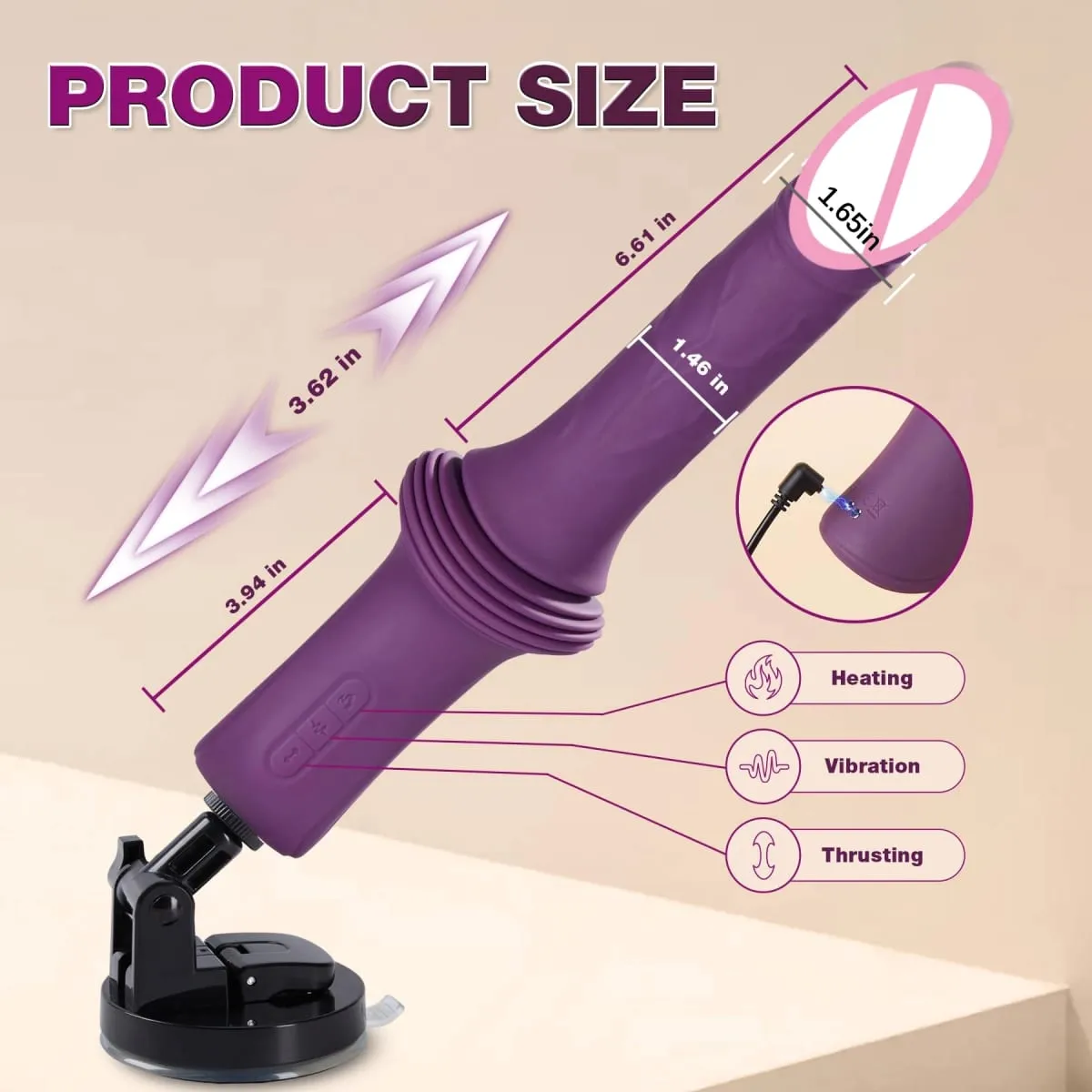 Beichao Sex Machine Spinta Dildo Vibratore G Spot Massaggiatore vaginale Masturbazione femminile Ventosa Riscaldamento Giocattoli del sesso — image 5
