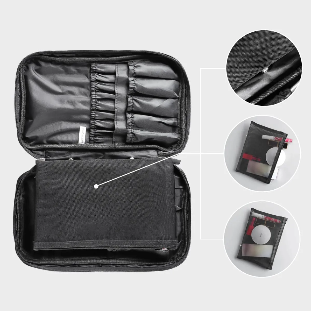 Professionelles 40-teiliges Make-up-Pinsel-Set mit kurzem Griff und Tasche, komplettes Highlight-Concealer-Brauen-Werkzeug für die tägliche Ausbesserung und auf Reisen — image 4