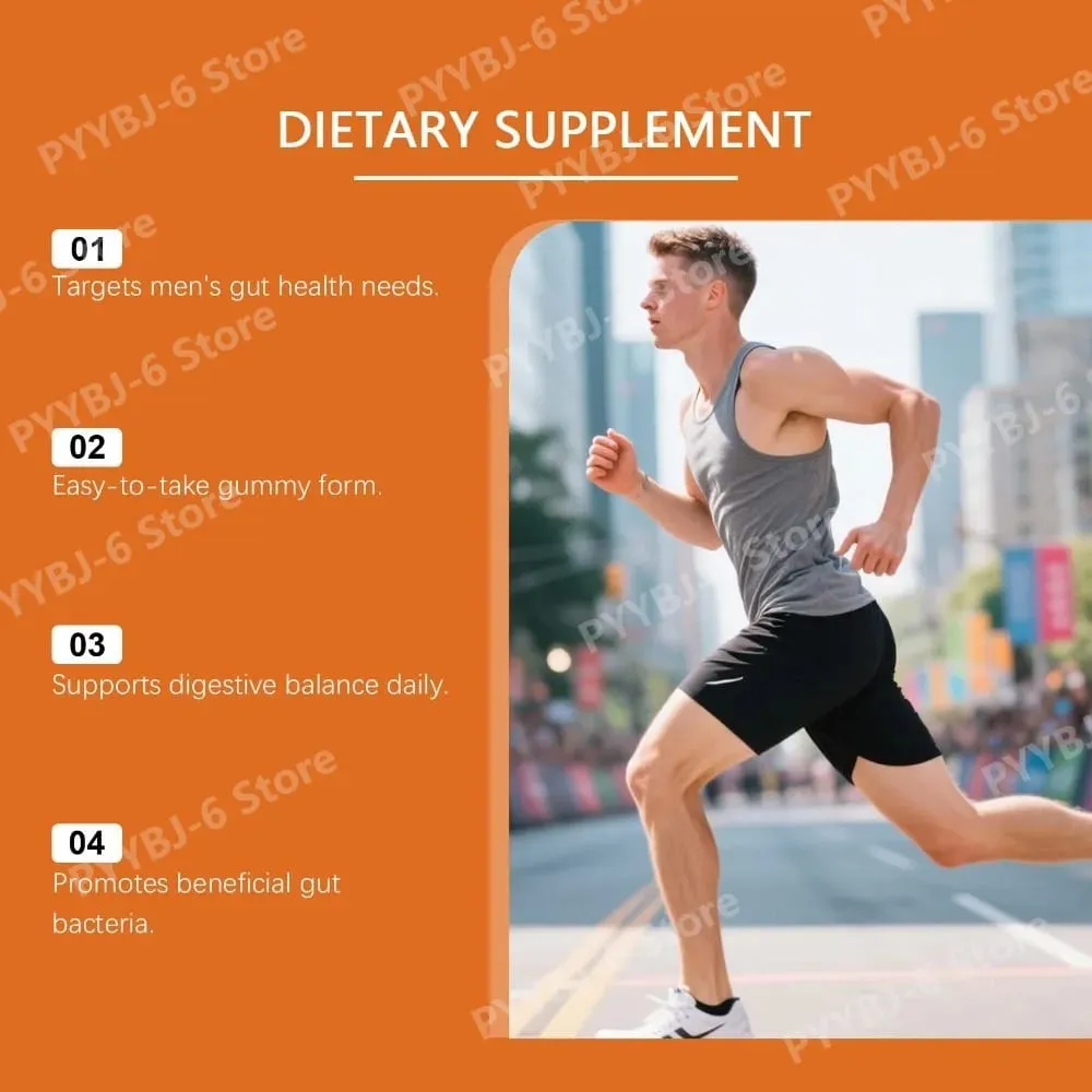 Docteat Peachy Clean Men's Digestive Health Gummies Prebiotic & Probiotic Blend Peach Flavor 60 Gummies Dietary Supplement — image 4