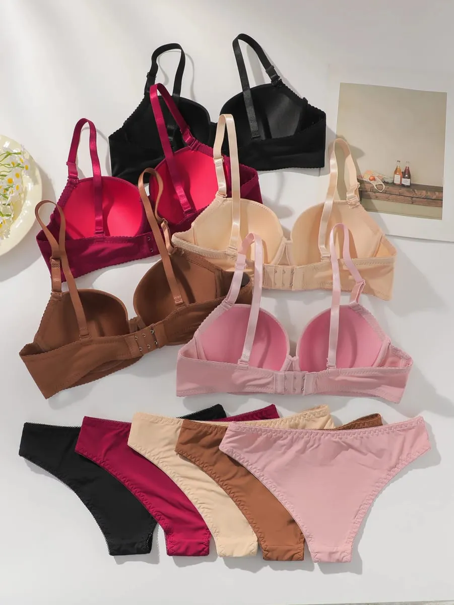 Hot selling warna solid set seluar dalam 2 helai pelbagai warna set bra empat musim setiap hari selesa dipakai Lingerie seksi 2611 — image 2