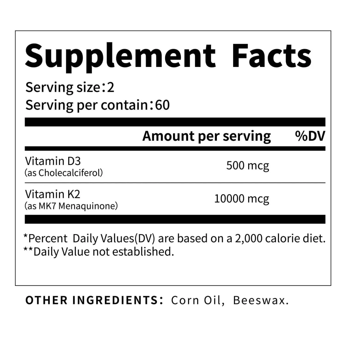 Vitamin D3 K2 MK-7 Supplement Næringsstofstøtte til knoglesundhed Tænder Hjertesundhed og immunfunktion 120 kapsler — image 5
