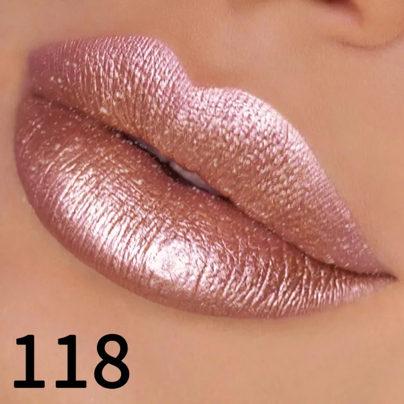 1PC glitter metallic lipstick finish hydrating 19 colors red pink sparkling highly pigmented lip tints lips makeup gifts cosmet — image 12