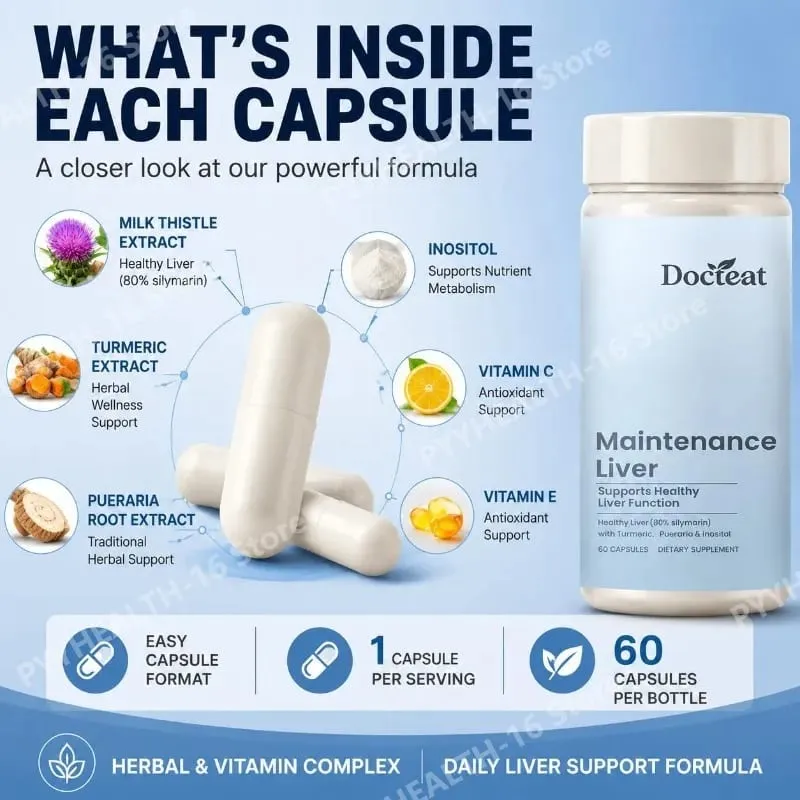แคปซูลบำรุงสุขภาพตับด้วย Milk Thistle สารสกัดจากขมิ้น Magnesium Glycinate วิตามิน C E สูตรสมุนไพร 60 แคปซูล — image 4