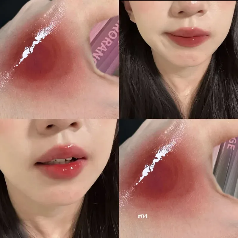 Różowy różowy jednolity błyszczyk lustrzane usta pulchne nawilżająca szminka odżywcza woda lekka odcień ust czerwona błyszczyk do ust koreański makijaż — image 12