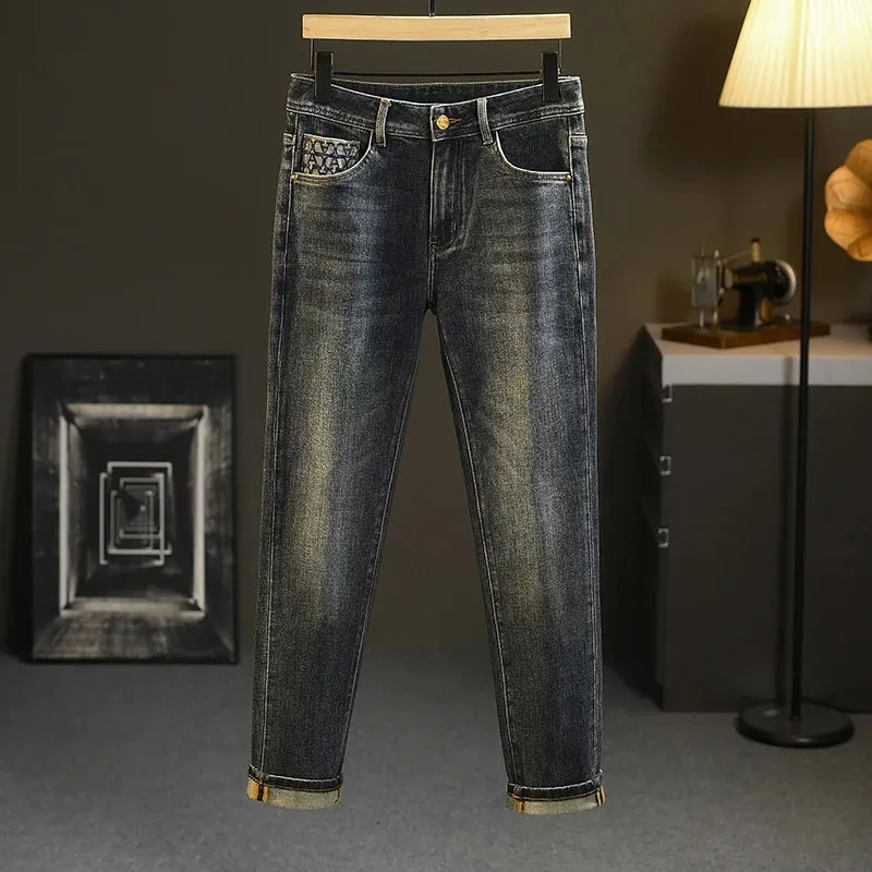 Jean de luxe léger pour hommes, pantalon Slim polyvalent, haut de gamme, décontracté, abordable, à la mode, nouvelle collection printemps et automne 2024 — image 4