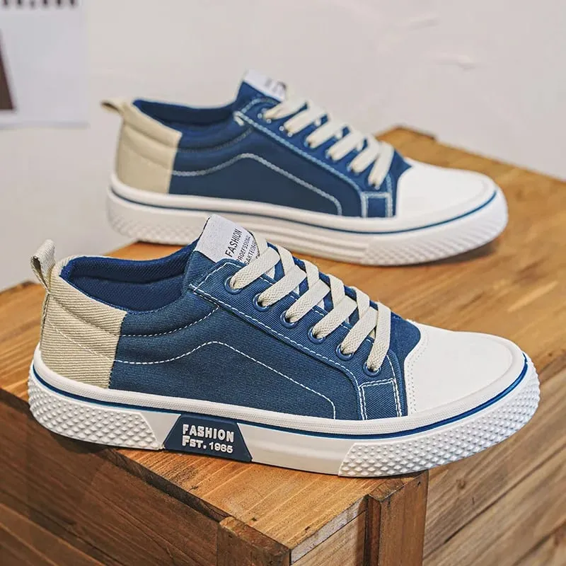 Scarpe di tela comode e alla moda estive nuove scarpe da tavolo versatili e traspiranti scarpe da uomo semplici con lacci con suola morbida