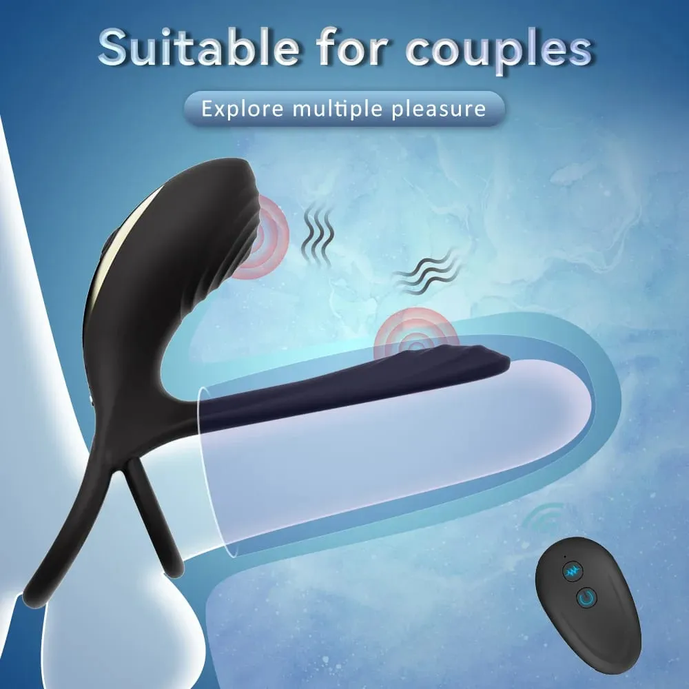 Anneau de pénis vibrant éjaculation retardée masseur de pénis anneau de coq vibrateur adultes jouets sexuels pour Couple agrandissement du pénis érection — image 4