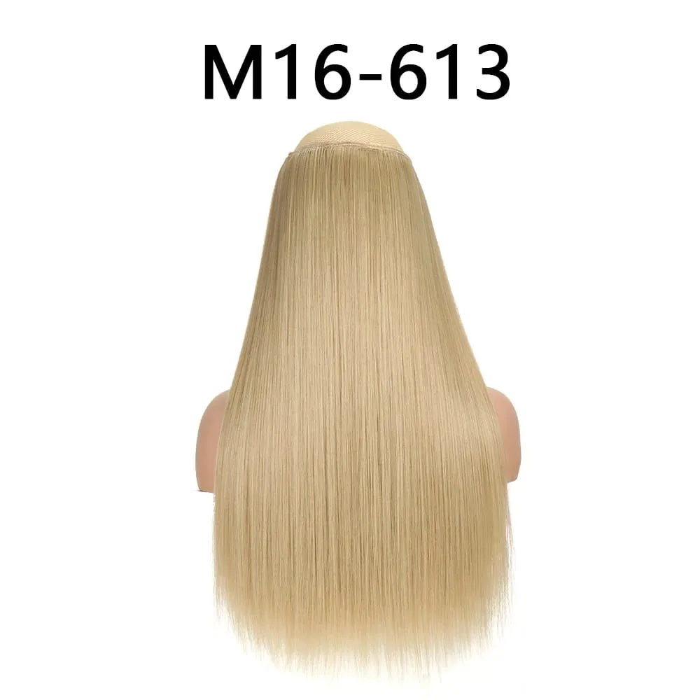 สังเคราะห์ 24 นิ้ว One Piece 5 คลิปยาวตรงทรงผมทนความร้อนปลอม Hairpiece สำหรับผู้หญิง NATURAL Brow — image 24