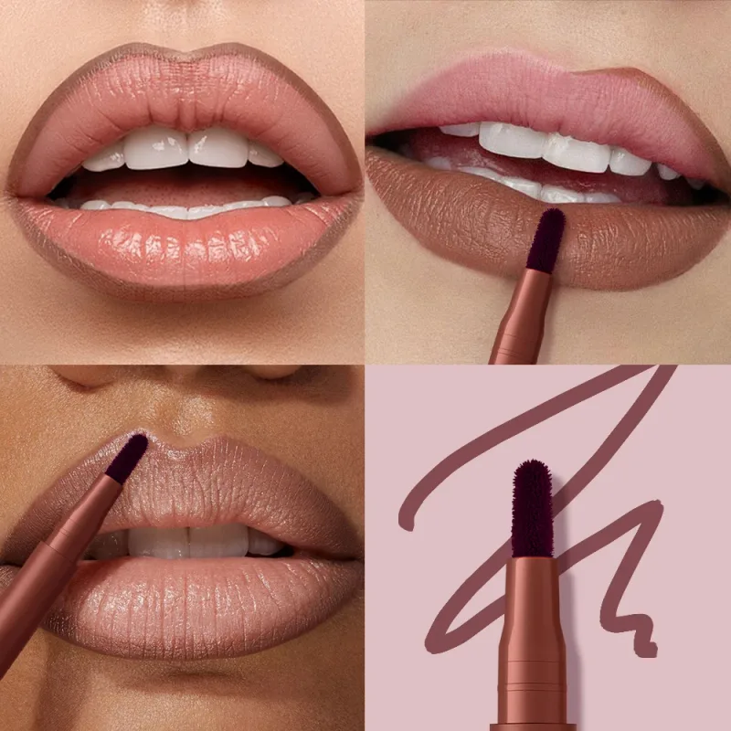 Lakerain Lip Contour Lip Stain ปากกา Smudge-proof Non-Stick CUP Moisturizing Lip แต่งหน้าเครื่องสำอางค์ 2-in- 1 Lip Stain & Liner — image 7
