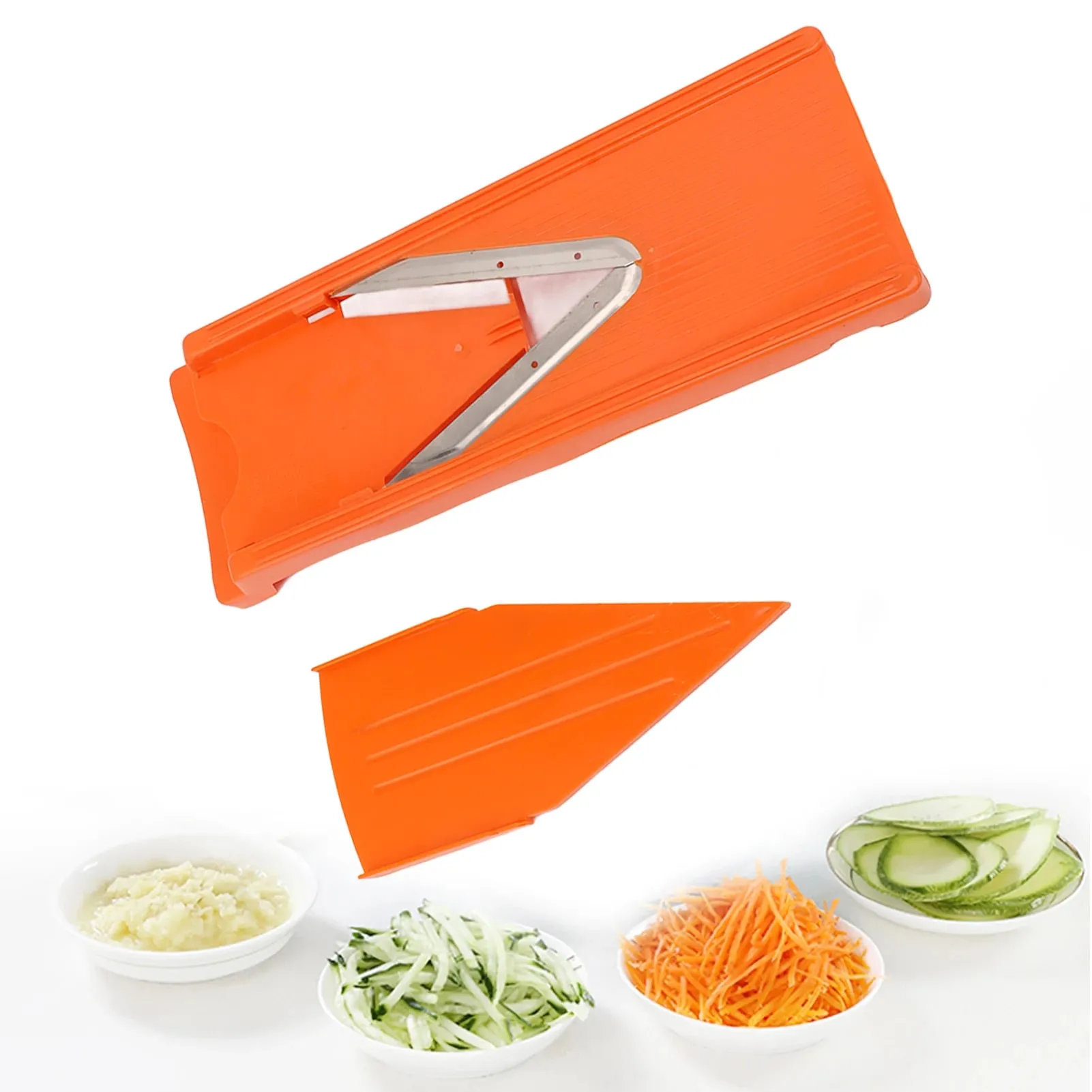 Taglierina per mandolina con lama a V Tagliaverdure Lama in acciaio inossidabile Protezione per le mani Strumento di cottura Pratico grande telaio per la cucina — image 4