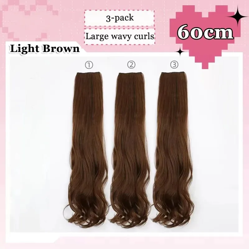 3 Teile/satz 6Clips Haar Verlängerung Schwarz Lange Große Wellenförmige Locken Natürliche Haar Haarteil Hitzebeständige Faser Für Frauen Frisur — image 16