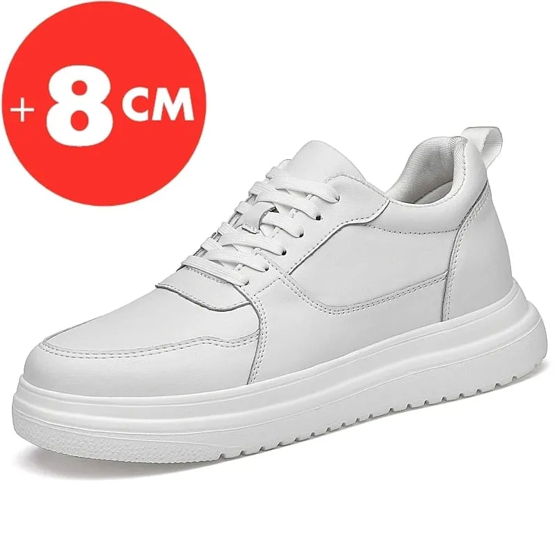 Baskets de grande taille pour hommes, chaussures rehaussantes, semelle intérieure rehaussante, talons hauts de 7 à 8CM, chaussures de Sport en cuir véritable — image 9