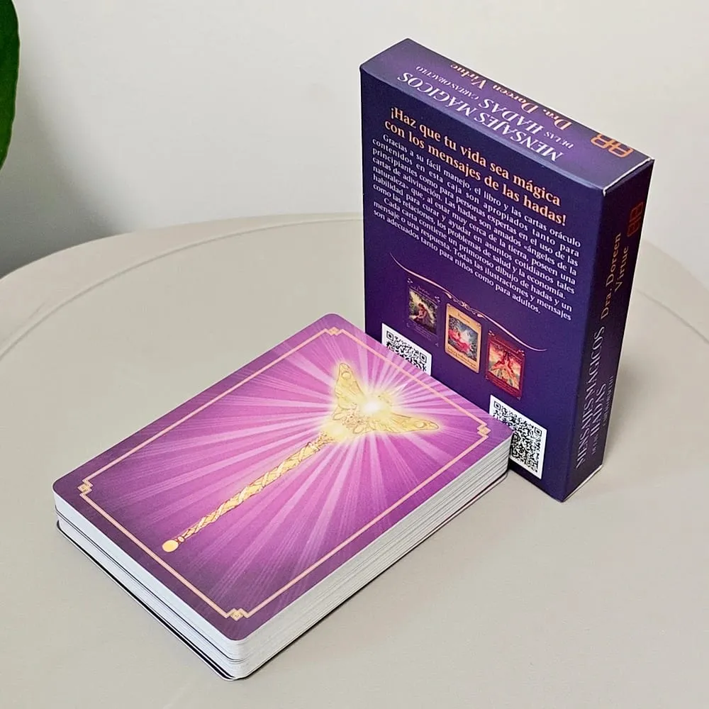 Messages magiques des fées Oracle Deck 44 pièces cartes espagnoles imprimées sur papier cartonné Double gaufrage 350GSM 10.5*7.5cm