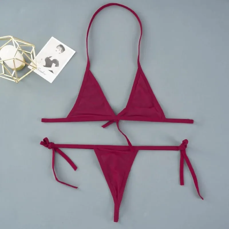Set Bra Mini Seksi Tanpa Wayar Set Ringkas Bra Tanpa Jala Ultra Nipis Mesh Hitam Lutsinar 2 Keping Halter Set Pakaian Dalam Wanita Eksotik — image 10