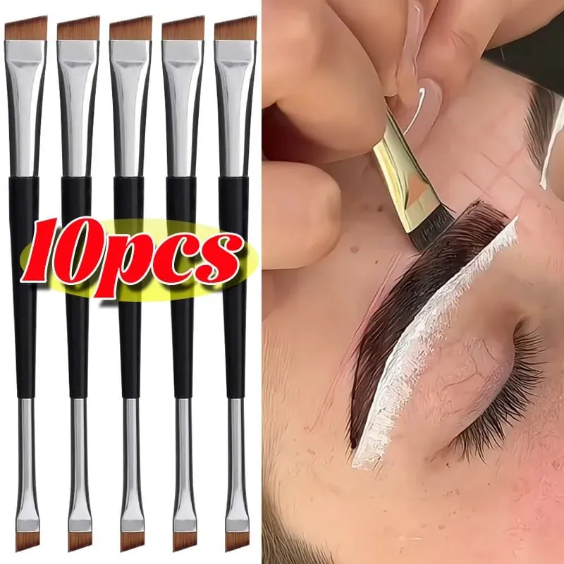 1/10pcs Double Head Blade Eyeliner Berus Kening Mudah Alih Lembut Leper Halus Pelapik Kening Kontur Alis Berus Solek Set Alatan — image 1