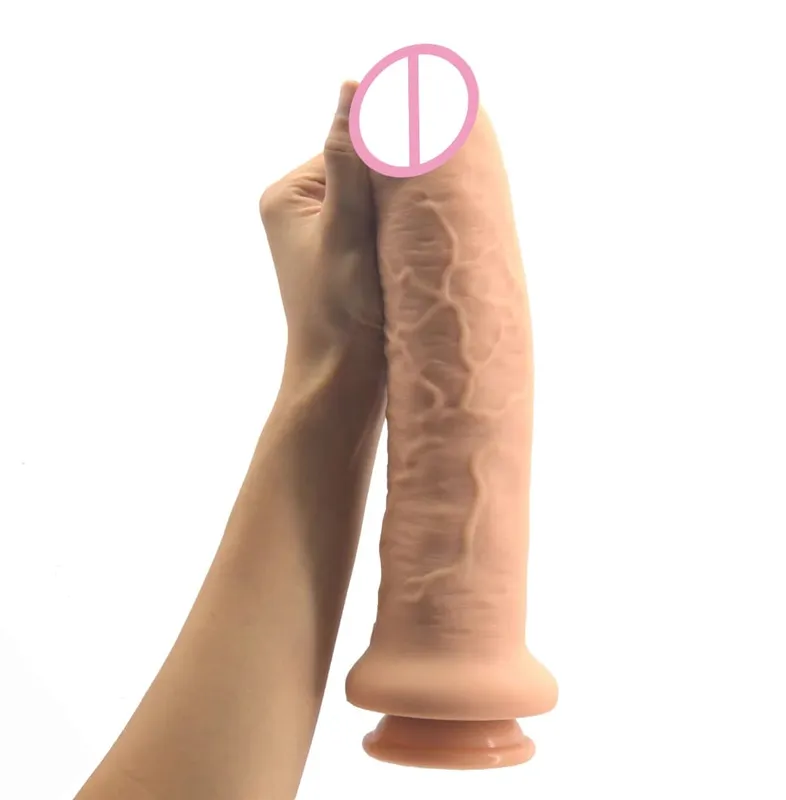 11.2" silicone giant realistic dildo huge penis anal dildo large girth female masturbator suction skin color sex products — image 8
