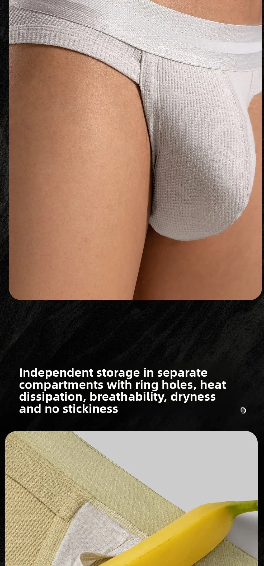 3pcs Sexy Men Waffle Cotton Briefs with Raised Bag Support Pouch with Hole U Spacious Separate Crotch Breathable Anti-sweat — image 10