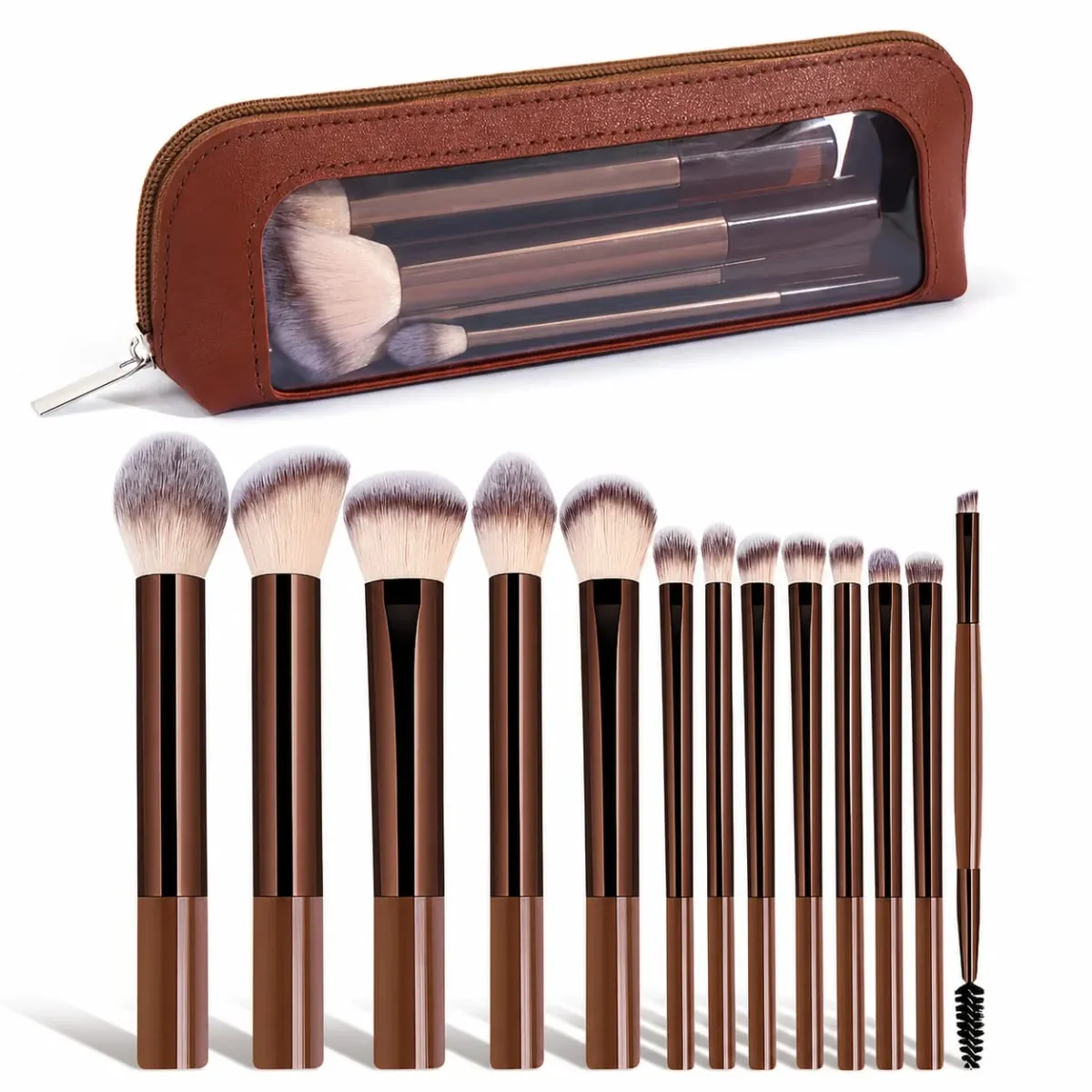 13PCS Makeup Brush Set Soft Bristles for Foundation Blush Loose Powder and Eyelash Grooming Student Essentials Beginner Kit