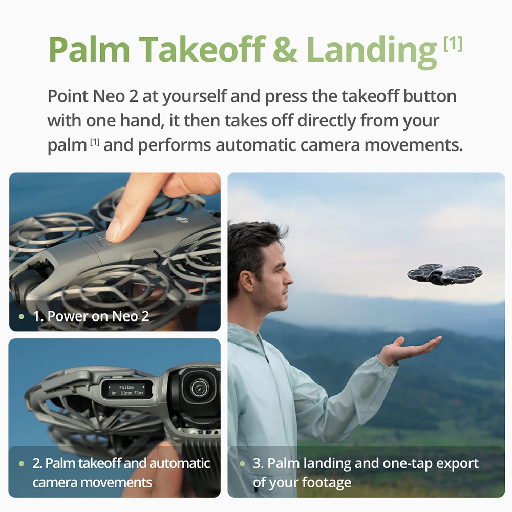 DJI Neo 2 4K Drones With a Camera Drone 4k Professional Palm Takeoff & Landing Gesture Control Smooth Reliable Tracking 12m/s Faster Tracking Speed Lightweight Foldable Mini Drone All-Around Safety & Flexible Flight With 3 Batteries — image 2