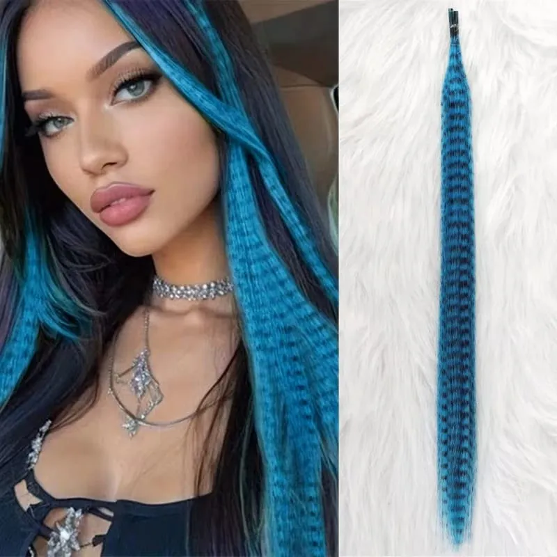 10-Piece Rainbow Synthetic Feather Extensions Multicolor 16-Inch Hair Add-ons Suitable for Women — image 11
