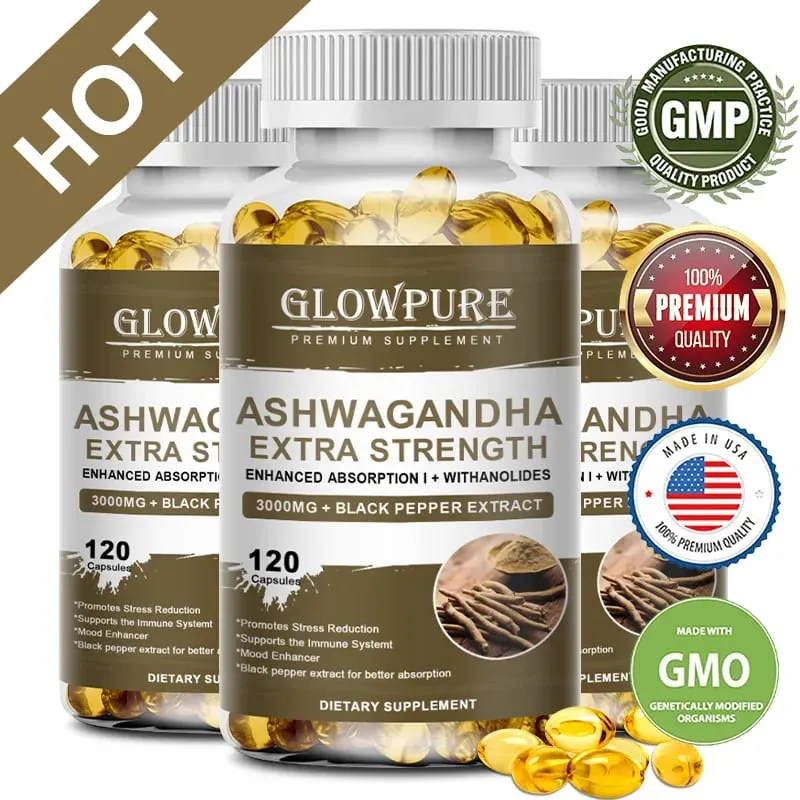 Ashwagandha-Wurzelextrakt-Kapseln für Stress, Stimmung, Schlaf, Energie und Konzentration. Premium-Formel-Ergänzung