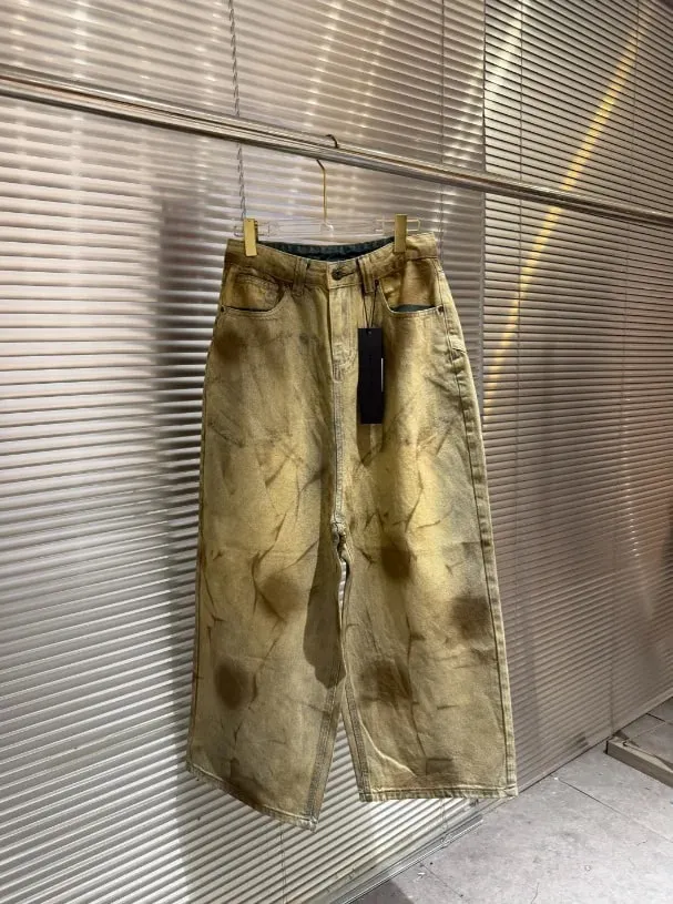 Latui Atelier High-Quality ROSE Stained and Weathered Embroidered Denim Pants with Flared Leg Design jeans — image 9