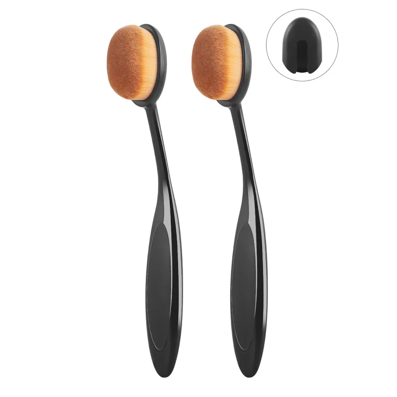 2 STK Tandbørste Shape Foundation-børster med hætter Multifunktionel blød børste til flydende cremepulvermakeup