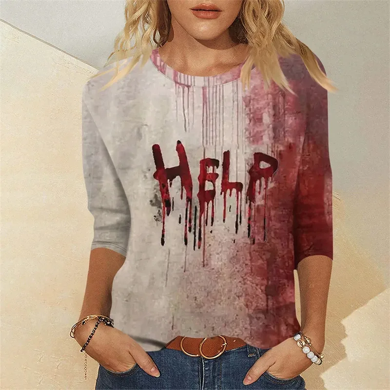 Terror Blood Graphic Sweatshirts Halloween Party Design Female Clothes I'm Fine Bloody Women Sweater Horror Ladies Y2k Pullovers — image 13