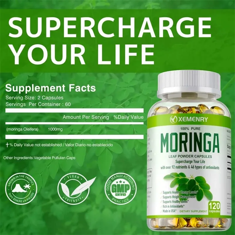 Organic Moringa Capsules - Strengthen The Immune System Promote Metabolism Enhance Energy Help Detoxification Anti-oxidation — image 3