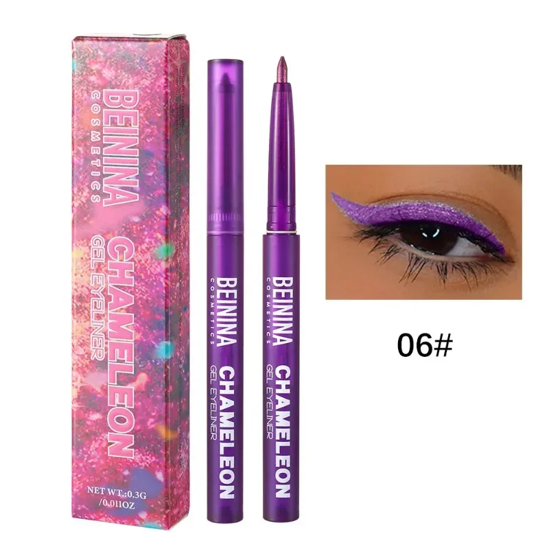 Bunglon Berkilat Yellow Eyeliner Gel Pen Pembayang Mata Metalik Multicolor Eye Liner Pearlescent Polarized Solek Pigmen Mata Dalam