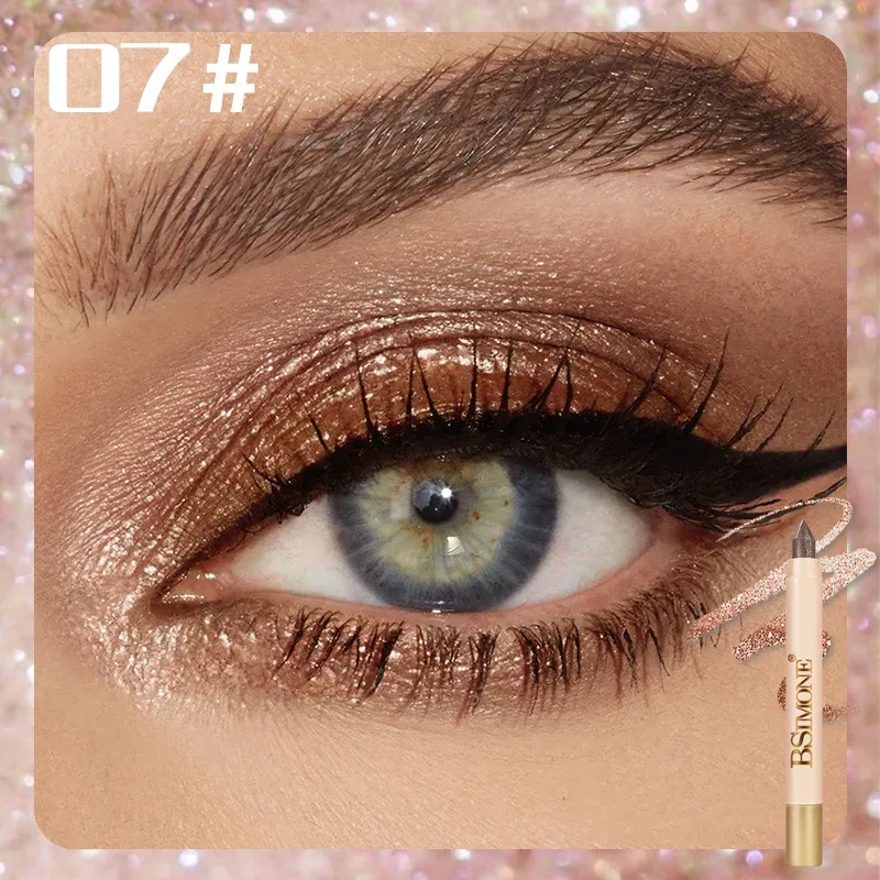 1 stk perleskinnende øjenskyggestifter Højpigmenteret øjenskyggeblyant Glitter Vandtæt Langtidsholdbar øjenmakeup Ikke-udtværet — image 8