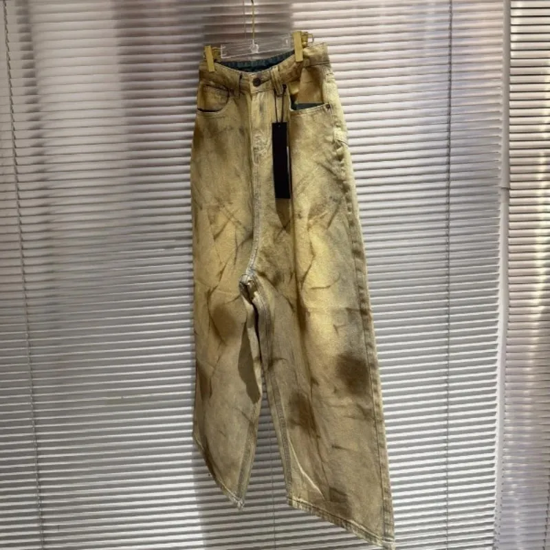 Latui Atelier High-Quality ROSE Stained and Weathered Embroidered Denim Pants with Flared Leg Design jeans — image 3