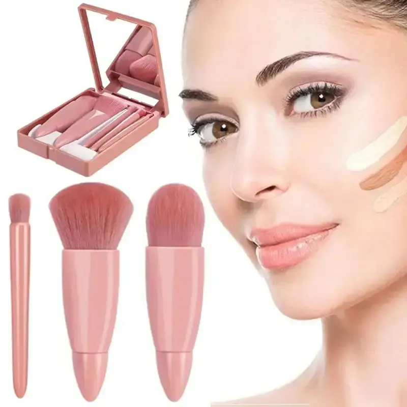5pcs Mini Makeup Brushes Small Function Kit Kumpletong Cosmetic Brushes na May Case At Mirror Travel Size Set ng Makeup Brushes — image 1