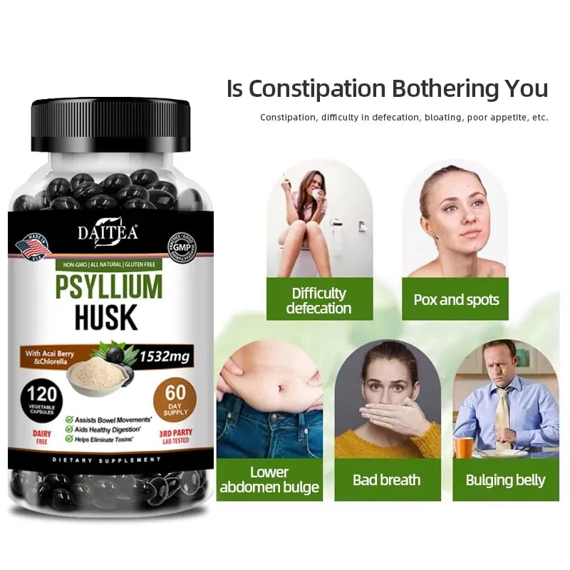 Psyllium Kabuğu Kapsülleri - Kabızlığı İyileştirir Metabolizmayı Hızlandırır Besin Sindirimi Yetişkin Erkekler ve Kadınlar için Bağırsak Sağlığı — image 4