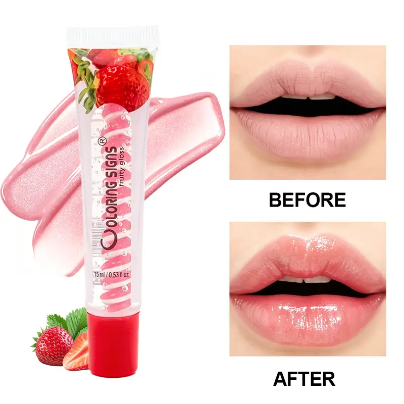 ลิปกลอสฟรุ๊ตตี้สตรอเบอร์รี่บลูเบอร์รี่ Shiny Lip Oil Moisturizing Plumping Shimmer Lip Makeup Hydrating LipstickFor Girls — image 2