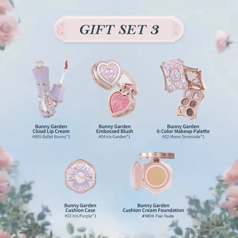 Flower Knows Bunny Garden Collection ชุดของขวัญแต่งหน้า Lip Cream Blush Cushion Cream Foundation แต่งหน้า Kit Full Professional — image 5