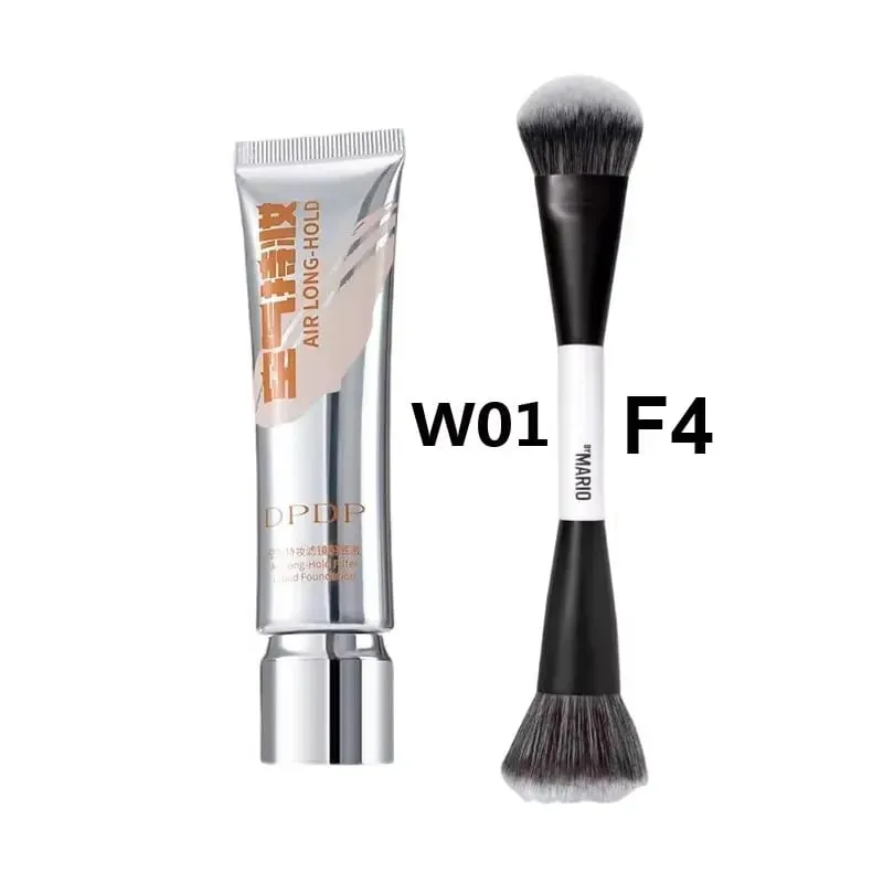 30ml DPDP 롱웨어 리퀴드 파운데이션(F4 듀얼 엔드 메이크업 브러쉬 세트 포함) - 오래 지속되는 커버력을 위한 베이스 코스메틱 어플리케이터 — image 9