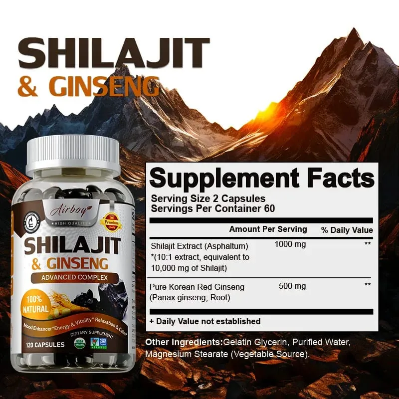 Shilajit & Ginseng - Energy & Vitality Support Improve Mental Clarity Immune Support Increase Endurance Muscle Growth — image 2