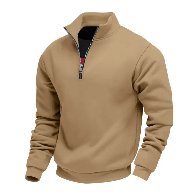 2026 New Fleece Lined Half Zip Sweatshirt for Men, Autumn Winter Solid Color Plus Size Casual Pullover Hoodie Daily Leisure Wear — image 48
