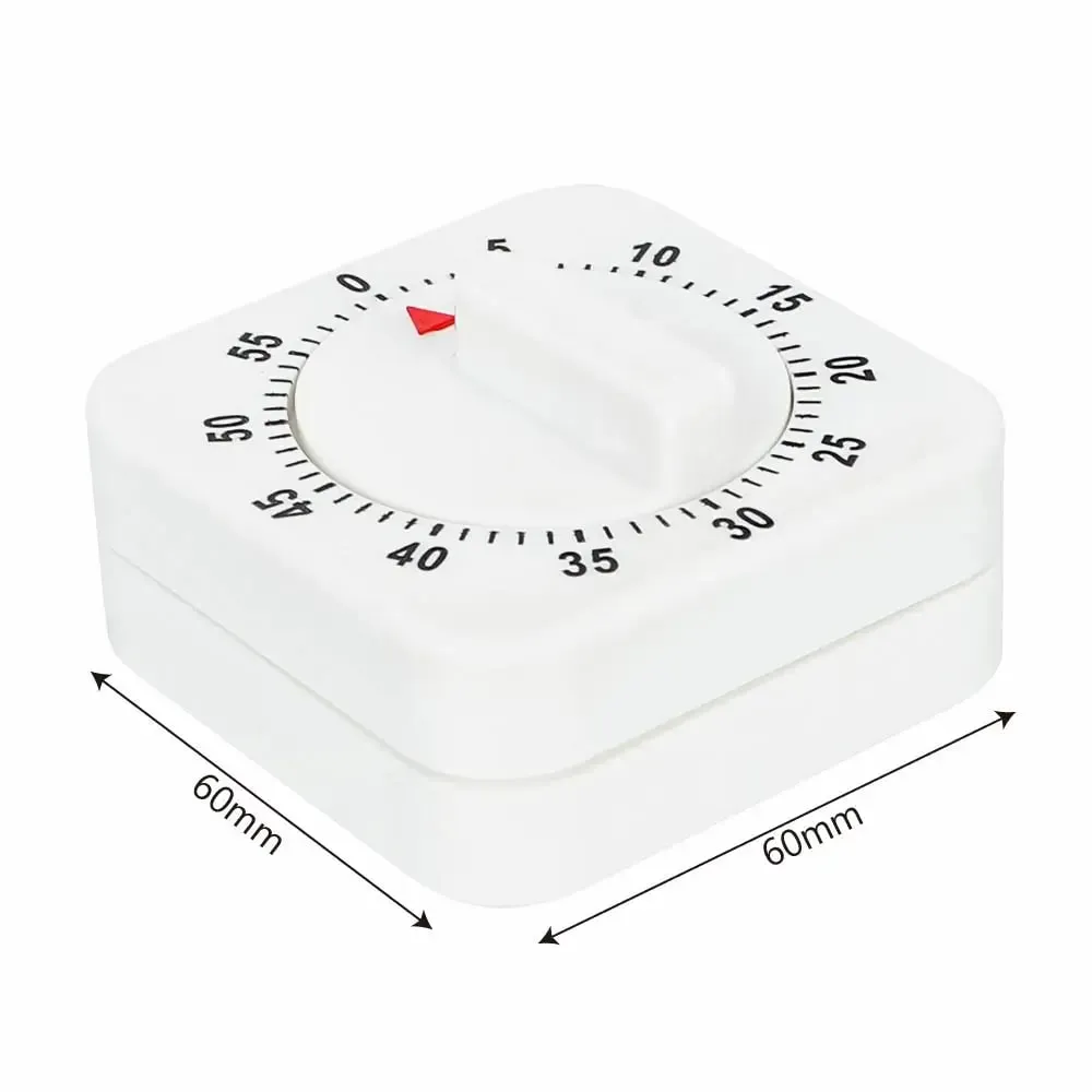 Praktisk 60 minutter køkkentimer madlavningsværktøj Hvid firkantet mekanisk timer nedtællingsalarmpåmindelse — image 5