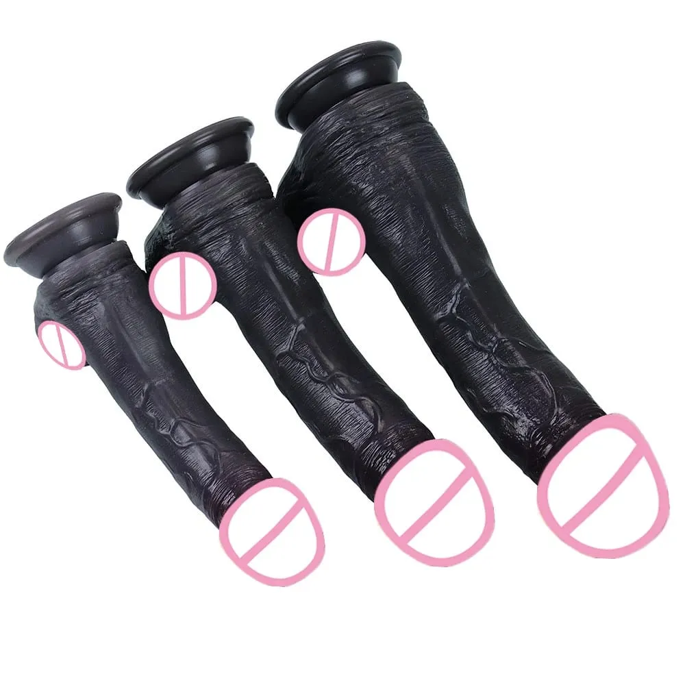 Big Glans realistik dildo dengan sedutan cawan kulit silikon hitam mainan seks zakar lembut untuk wanita lelaki dubur faraj tukang urut orgasme — image 1
