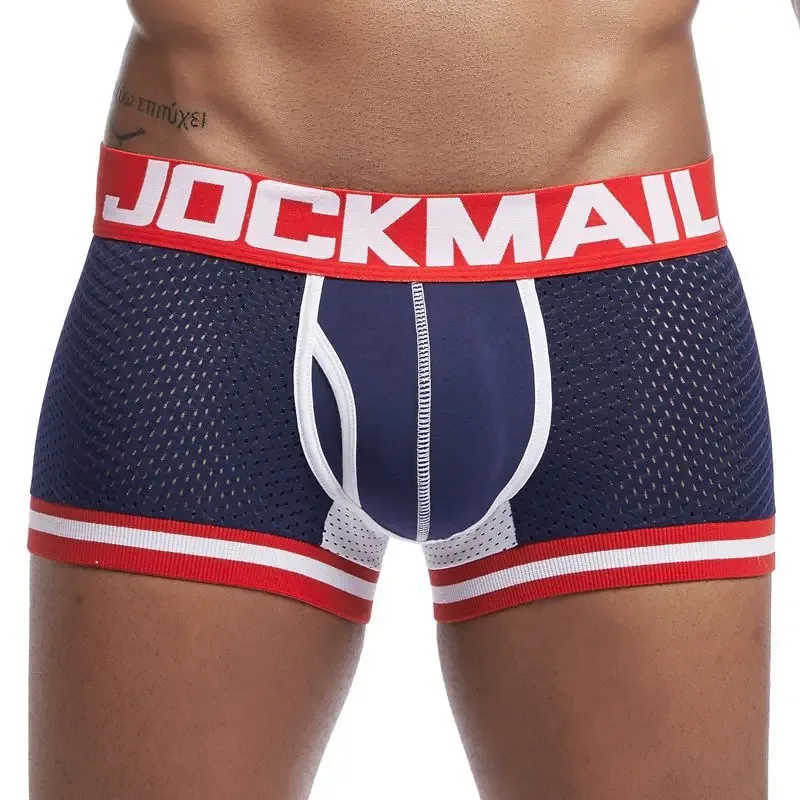 Jockmail الرجال الملاكم شبكة الملابس الداخلية تنفس مريحة لينة مريحة السراويل الرياضية الكبار رجل سراويل الملابس الداخلية