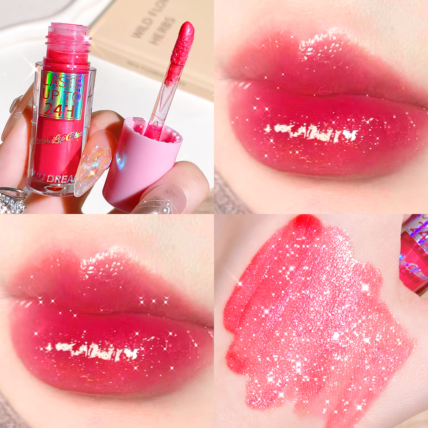 Son dưỡng môi lấp lánh – Nước bóng như gương Dưỡng ẩm Dưỡng ẩm không dính cốc chống dính cho môi đầy đặn