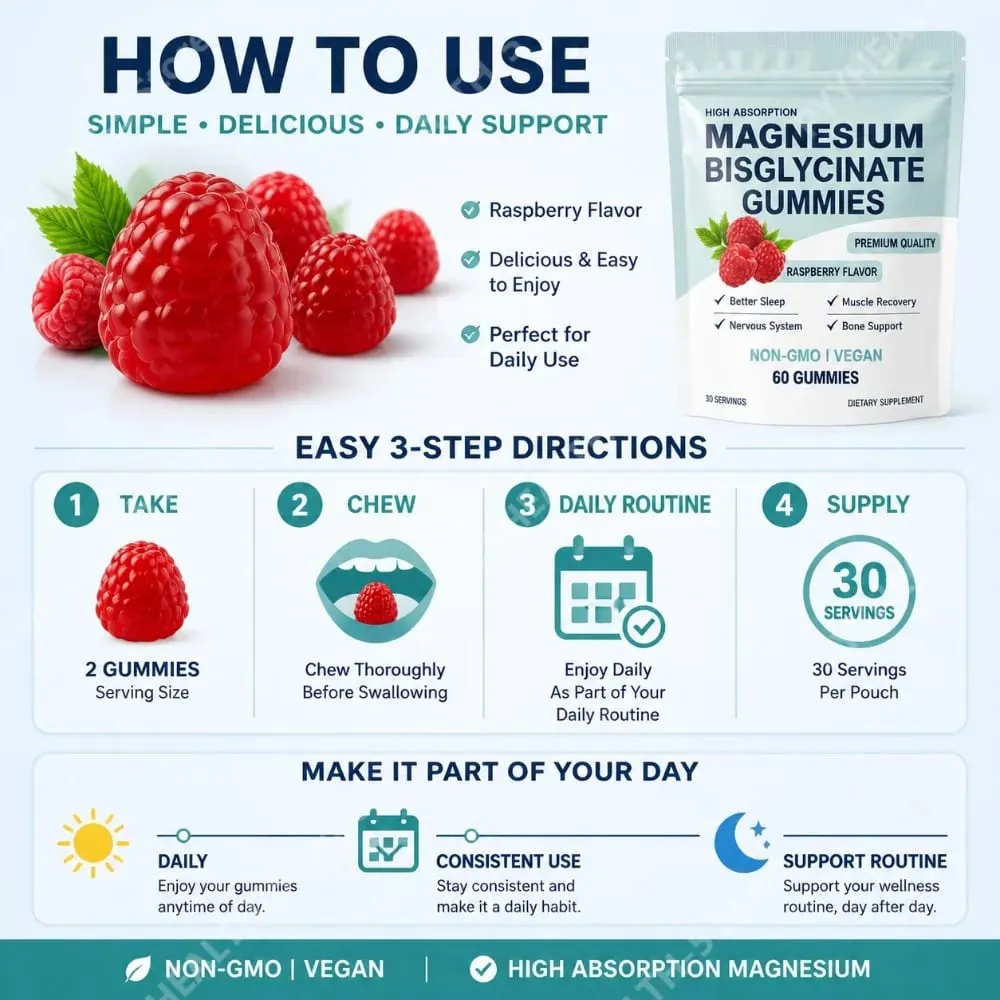 Caramelle gommose al bisglicinato di magnesio per adulti 400 mg ad alto assorbimento per il sonno Salute del sistema nervoso Recupero muscolare Salute delle ossa 60 ct — image 6