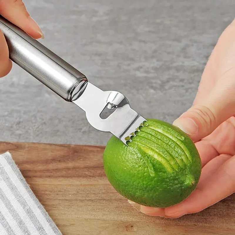 Éplucheur de citron et d'orange en acier inoxydable, couteau à agrumes à double usage, Gadget de cuisine, accessoire de Bar, outil de cuisine polyvalent — image 2