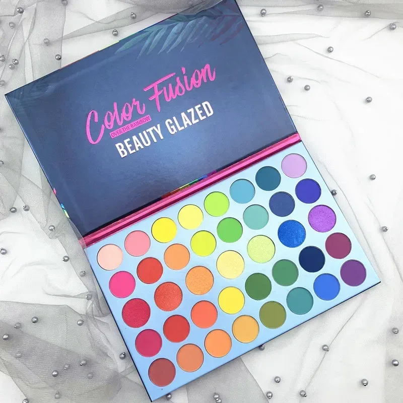 39 Farben Regenbogen-Lidschatten-Palette Langlebige Neon-Glitzer-Lidschatten-Palette Augen-Make-up-Kosmetik